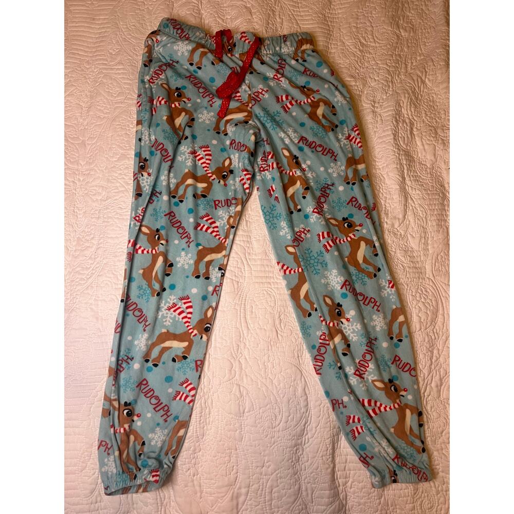 Rudolph the reindeer blue holiday Christmas pajama jogger pants size small 4 6